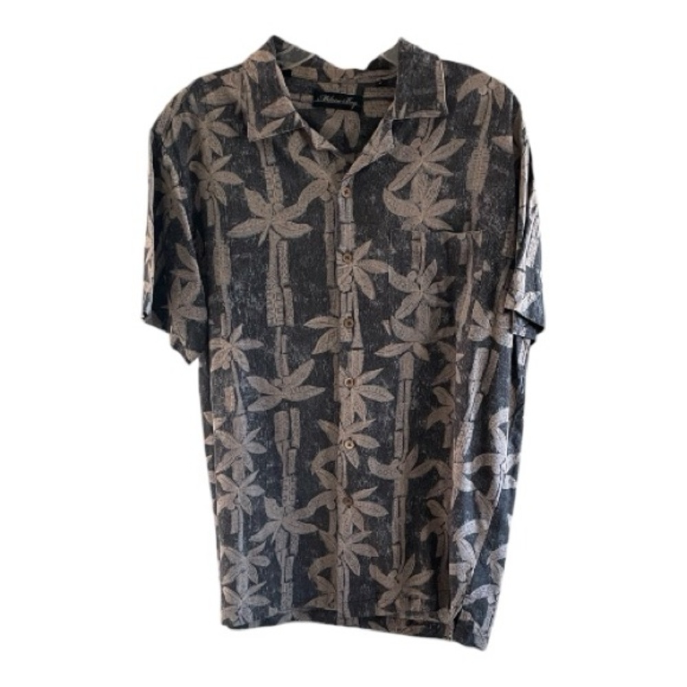 ♥️Milano Bay♥️Men’s  Black and Brown Bamboo Hawaiian shirt. Size (Large)